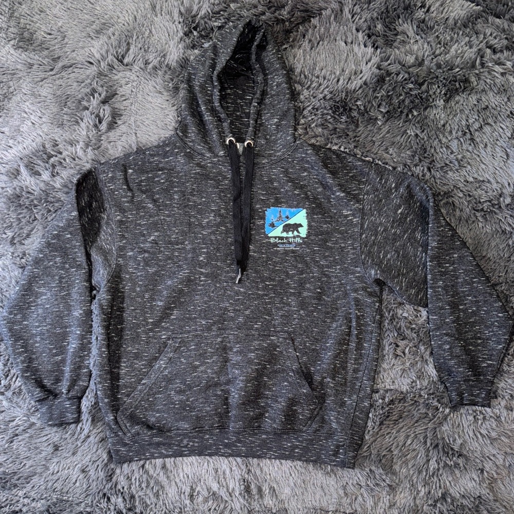 Pacific & Co Mens Black Hills Hoodie Medium Charcoal Heather Bear Graphic